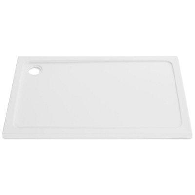 Nes Home Small White Shower Tray Low Profile Rectangle 900 x 760