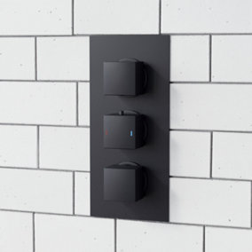 Nes Home Square 3 Dial 3 Outlet Concealed Thermostatic Shower Matt Black