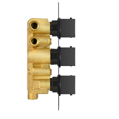 Nes Home Square 3 Dial 3 Outlet Concealed Thermostatic Shower Matt Black