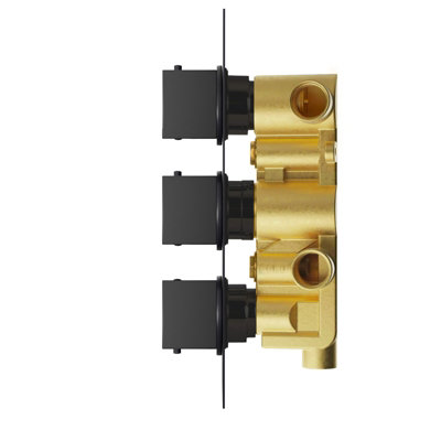 Nes Home Square 3 Dial 3 Outlet Concealed Thermostatic Shower Matt Black - 4