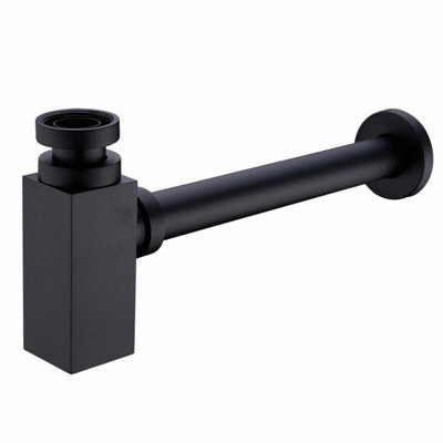 Nes Home Square Bottle Trap & Outlet Pipe Bathroom Basin Sink Brass Matte Black