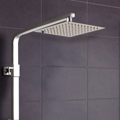 Nes Home Square Chrome Exposed Twin Head Thermostatic Mixer Shower