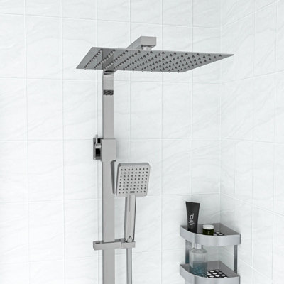 Nes Home Square Exposed Thermostatic Dual Control Shower Mixer Riser ...
