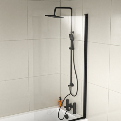Nes Home Square Riser Rail Shower Kit With Bath Mixer Tap & Handset ...