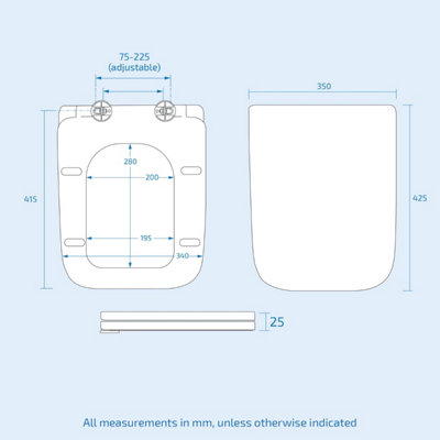 Nes Home Square Shaped Quick Release Soft-Close Toilet Seat White