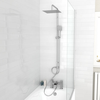 Nes Home Square Shower Waterfall Mixer Tap, Handset & Riser Rail Kit Chrome Price Comparisons | Compare The Build