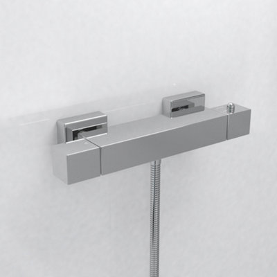 Nes Home Square Thermostatic Bar Shower Mixer Valve Chrome Price Comparisons | Compare The Build