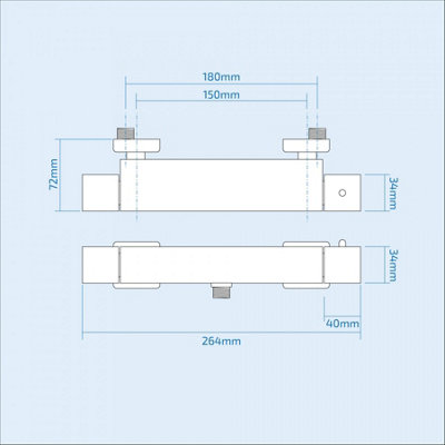 Nes Home Square Thermostatic Bar Shower Mixer Valve Chrome - 4