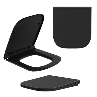 トップス I need okm black S yokosquad flexwitme Nes Home Square Toilet Soft Close Seat and Seat Cover Matte Black