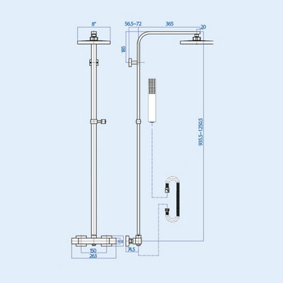 Nes Home Square Twin Head Exposed Valve Thermostatic Shower Mixer Set Brushed Gold - 5