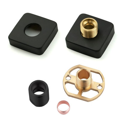 Nes Home Square Wall Mounted Fitting Kit Black For Shower Mixer Valve & Taps - 7