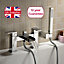 Nes Home Square Waterfall Bath Shower Mixer Tap with Handset Kit Chrome