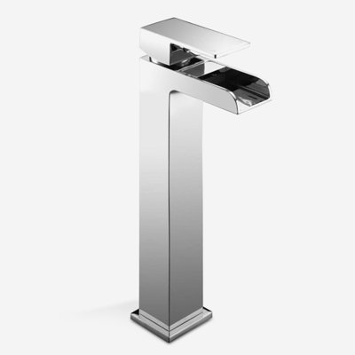 Nes Home Square Waterfall High Rise Basin Sink Mono Mixer Chrome Tap