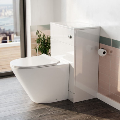 Nes Home Stan Back to Wall Toilet and Concealed Cistern WC Unit - 5