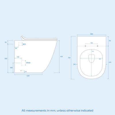 Nes Home Stan Back to Wall Toilet and Concealed Cistern WC Unit - 7