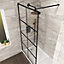 Nes Home Stanley 700 Black Grid Framed Walk-In Shower Enclosure & Support Bar