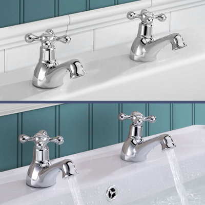 Nes Home Strafford Traditional Victorian Chrome Bath Filler & Basin Tap Set