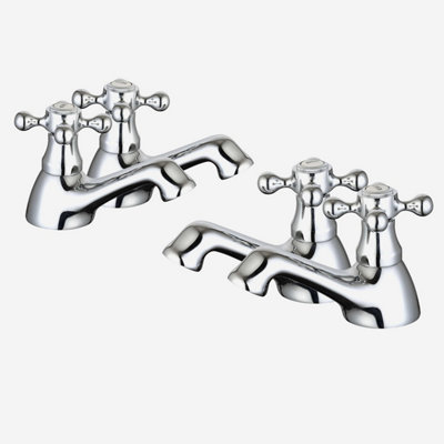 Nes Home Strafford Traditional Victorian Chrome Bath Filler & Basin Tap Set