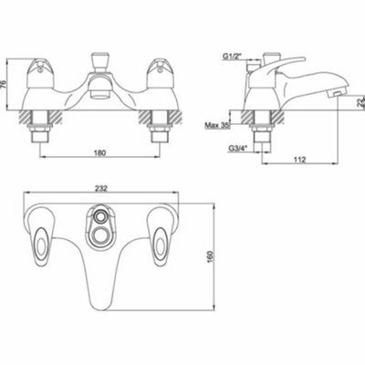 Nes Home Studio Bath Shower Mixer Tap & Handset Complete Chrome