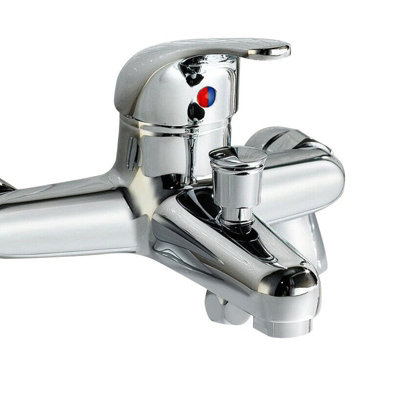 Nes Home Studio Brass Chrome Deck Mounted Bath Shower Mixer Tap Lever Handle Modern - 3