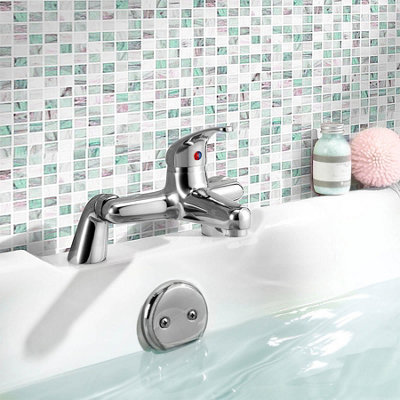 Nes Home Studio Chrome Bathroom Basin Mono Mixer Tap & Deck Mounted Bath Filler Tap