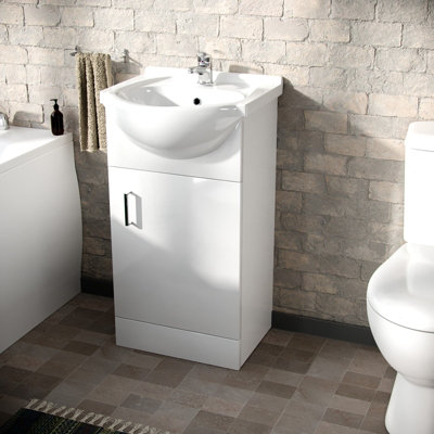 Nes Home Suite Set of 450mm White Basin Vanity and Close Coupled Toilet