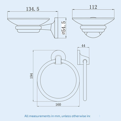 Nes Home Swan Modern 6 Piece Chrome Bathroom Toilet Accessory Pack - 6