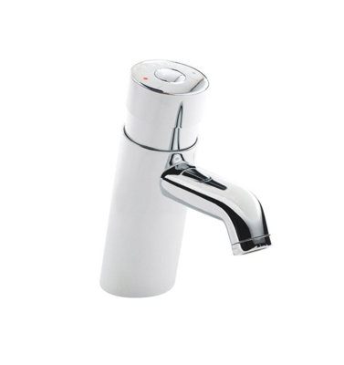 Nes Home Tampa Non Concussive Push Down Self Closing Round Chrome Basin Mono Mixer Tap