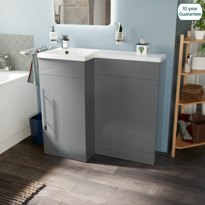 Nes Home Telora Grey Basin Sink Vanity Unit Furniture Cabinet Left Hand 900mm Price Comparisons | Compare The Build