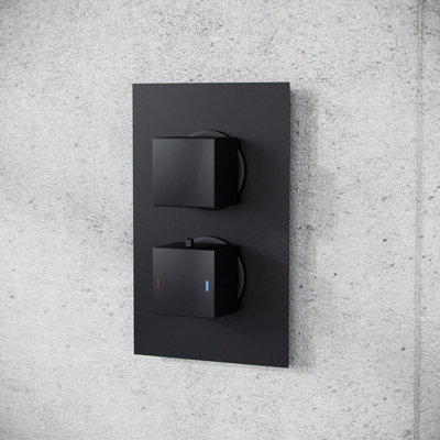 Nes Home Temel 2-Way Concealed Square Thermostatic Shower Mixer Valve Set Matte Black - 4