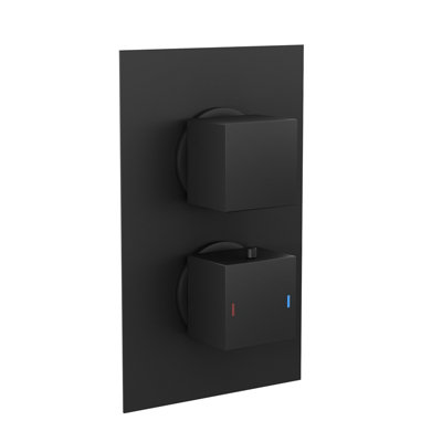Nes Home Temel 2-Way Concealed Square Thermostatic Shower Mixer Valve Set Matte Black - 5