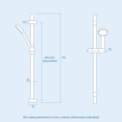 Nes Home Temel Matt Black Rainfall Shower Head and Thermostatic Mixer Valve with Hand Held Set - 9