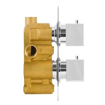 Nes Home Temel Square 2 Dial 1 Way Chrome Concealed Thermostatic Shower Mixer Valve