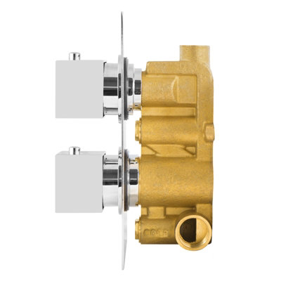 Nes Home Temel Square 2 Dial 1 Way Chrome Concealed Thermostatic Shower Mixer Valve - 4