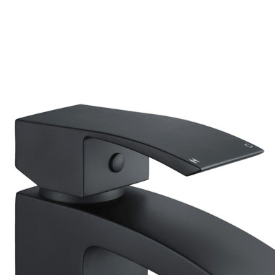 Nes Home Tesa Bathroom Basin Mono Mixer Tap & Basin Waste Matte Black - 3