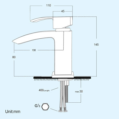 Nes Home Tesa Bathroom Basin Mono Mixer Tap & Basin Waste Matte Black - 6