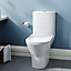 Nes Home Theo Contemporary Round Rimless Close Coupled Toilet With Soft Close Seat