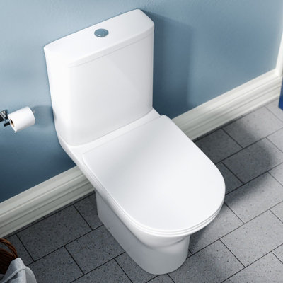 Nes Home Theo Contemporary Round Rimless Close Coupled Toilet With Soft Close Seat - 3