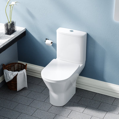 Nes Home Theo Contemporary Round Rimless Close Coupled Toilet With Soft Close Seat - 5