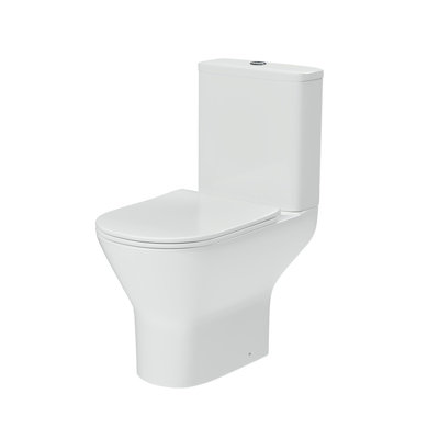 Nes Home Theo Contemporary Round Rimless Close Coupled Toilet With Soft Close Seat - 7