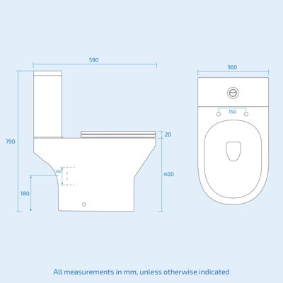 Nes Home Theo Contemporary Round Rimless Close Coupled Toilet With Soft Close Seat - 9