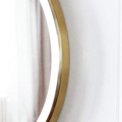 Nes Home Touch Sensor Bathroom LED Mirror Demister 600mm Brushed Brass