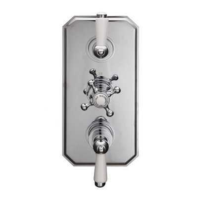 Nes Home Traditional 3 Dial 2 Way Concealed Thermostatic Shower Valve Brass Chrome