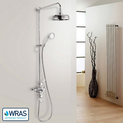 Nes Home Traditional Victorian Thermostatic Shower Valve With Brass Slider Rail