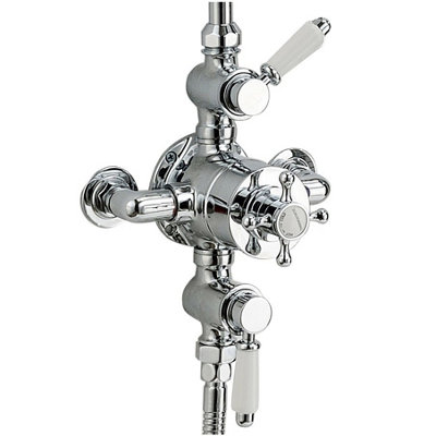 Nes Home Traditional Victorian Thermostatic Shower Valve With Brass Slider Rail - 3