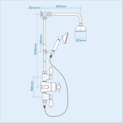Nes Home Traditional Victorian Thermostatic Shower Valve With Brass Slider Rail - 9
