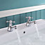 Nes Home Trafford Cross Head Basin Hot & Cold Tap Pair & Waste Chrome