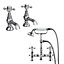 Nes Home Trafford Twin Hot and Cold Basin Taps & Bath Shower Mixer Tap Chrome