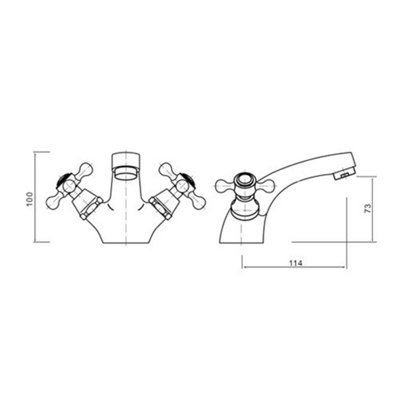 Nes Home Trafford Victorian Bath Taps & Basin Mono Mixer Tap Set and Waste Chrome - 5