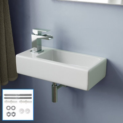 Nes Home Tulla 375 x 185mm Small Cloakroom Rectangle Wall Hung Basin ...
